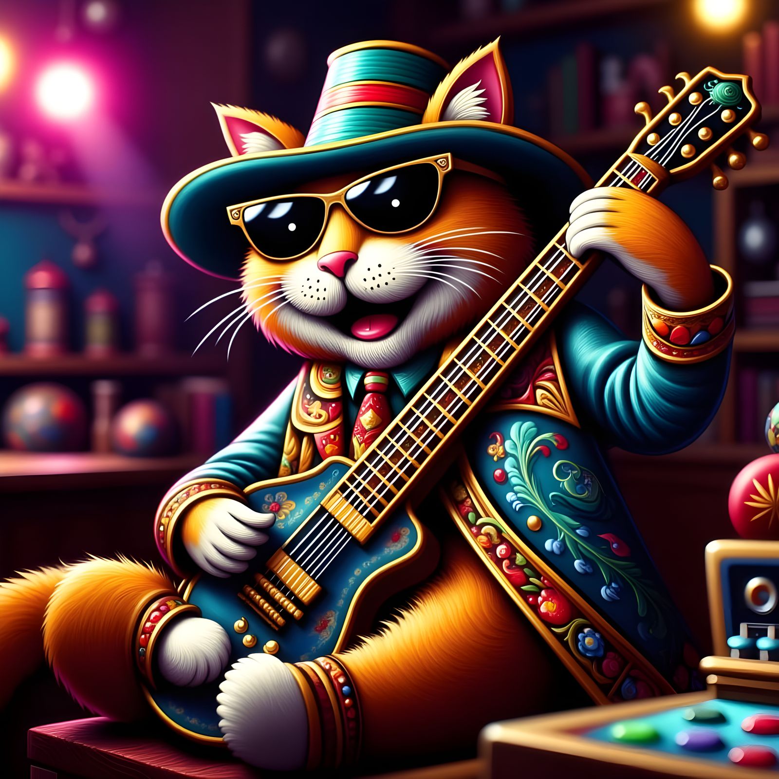 Gangster Cat Rocks the Club with Cool Sunglasses and Joyful ...