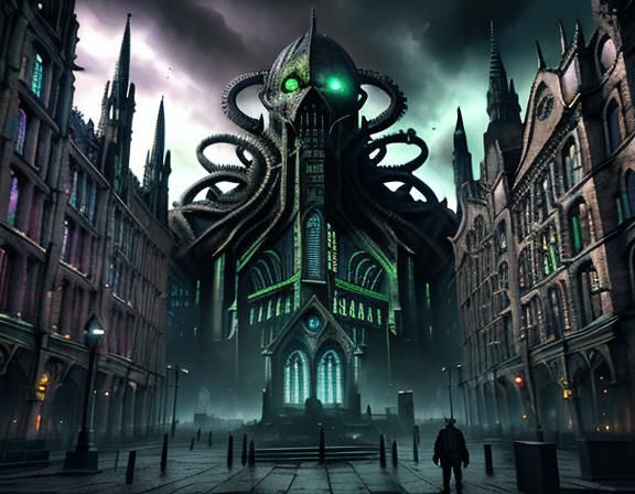 Dystopian Glasgow Cathedral Square in Steampunk Style