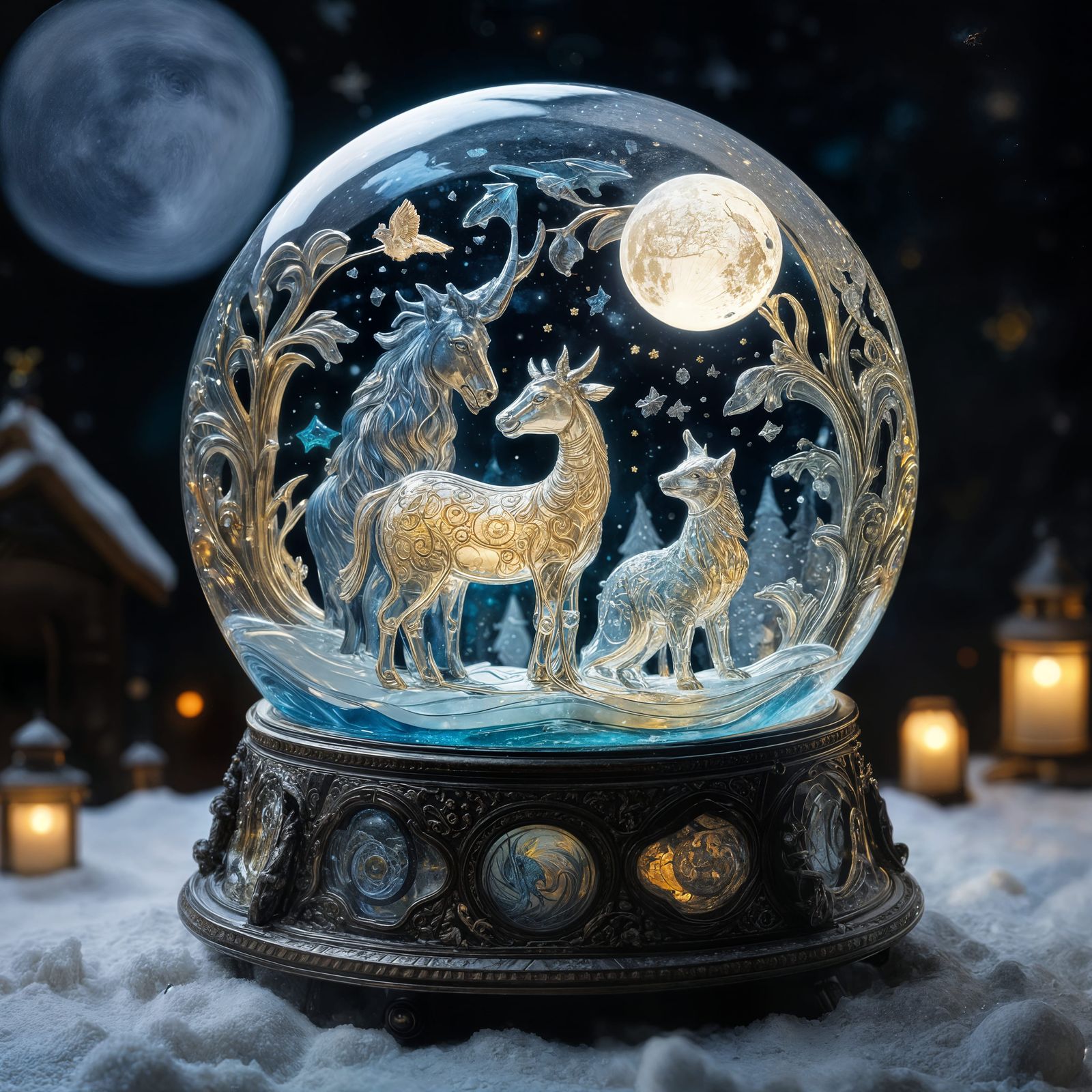 Enameled Glass Animals on the Moon