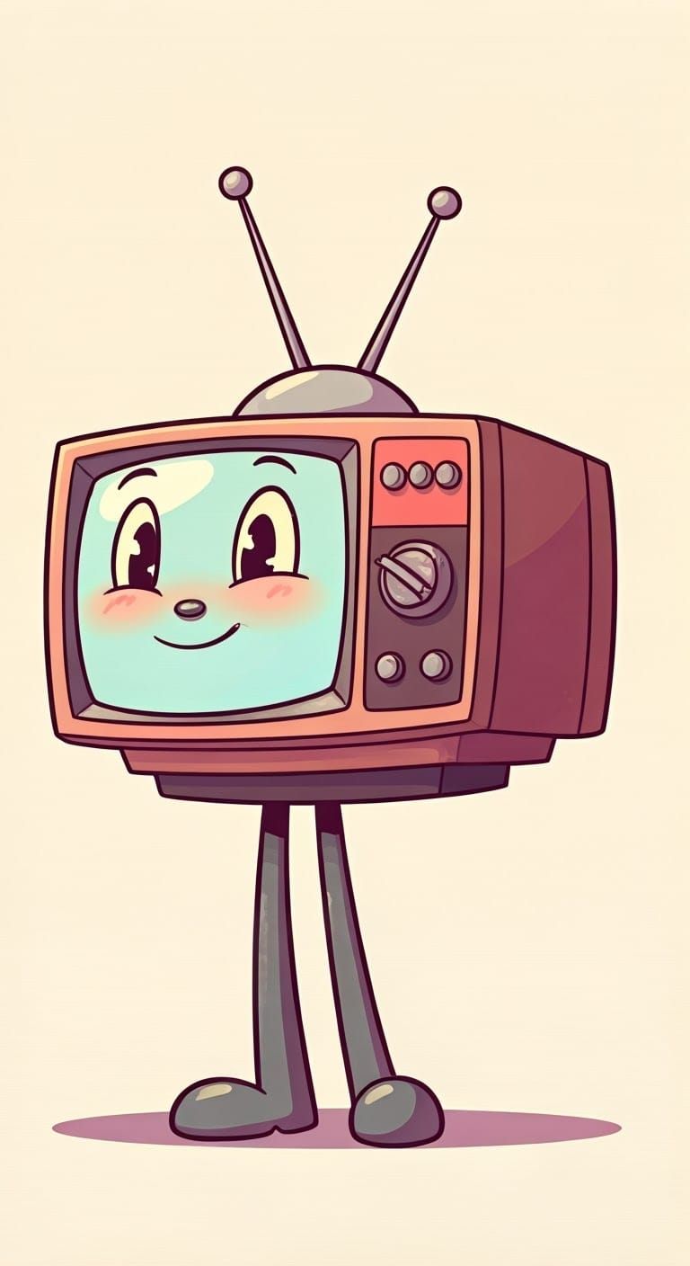 Anthropomorphic TV in a Playful Cartoon Style