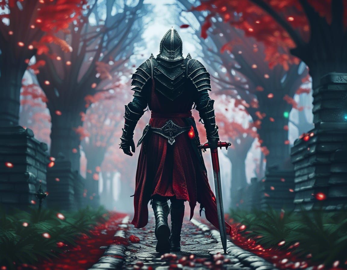 Knight in Red Robes on Fantasy Path