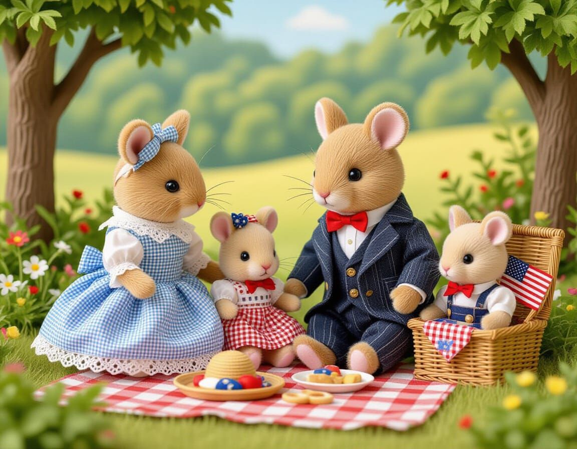 Calico Critters' Vintage Fourth of July Picnic