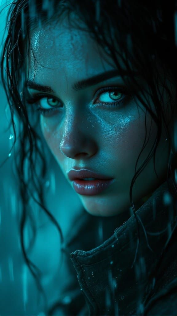 Ethereal Woman in Midnight Storm