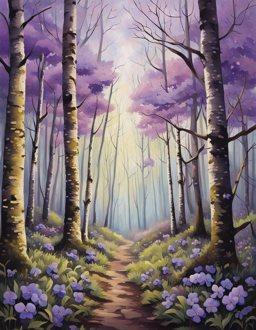 Luminous Spring Forest in Graffiti Art Style