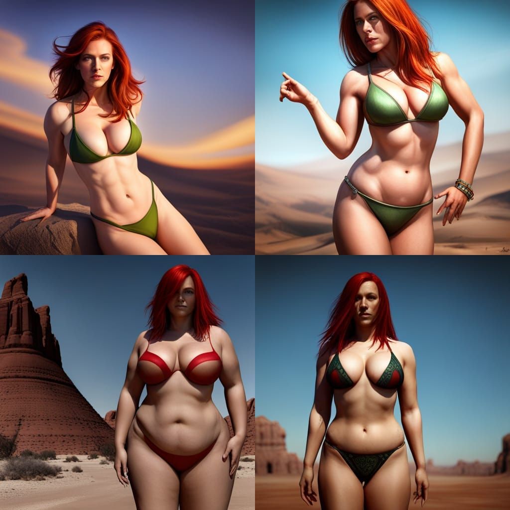 Voluptuous Woman in Desert, Hyperdetailed Dark Fantasy Art