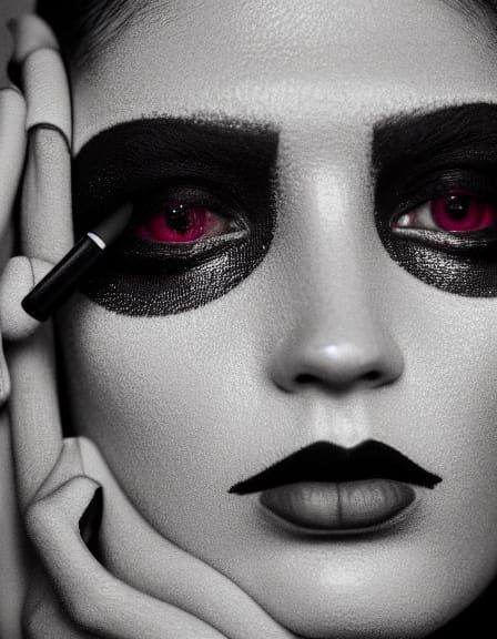 Elegant Portrait with White Makeup in Screen Print Style