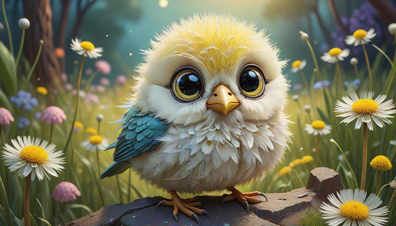 Innocent Whimsy in Vibrant Disney-Esque Landscape