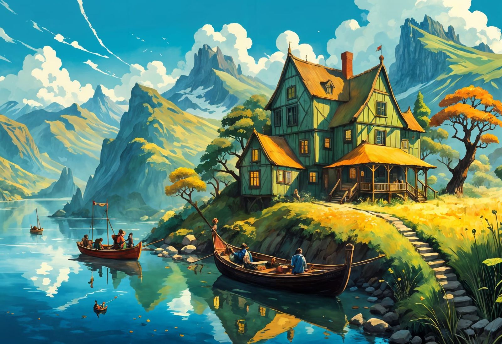 Whimsical Fairytale Sci-Fi Fantasy Landscape Illustration