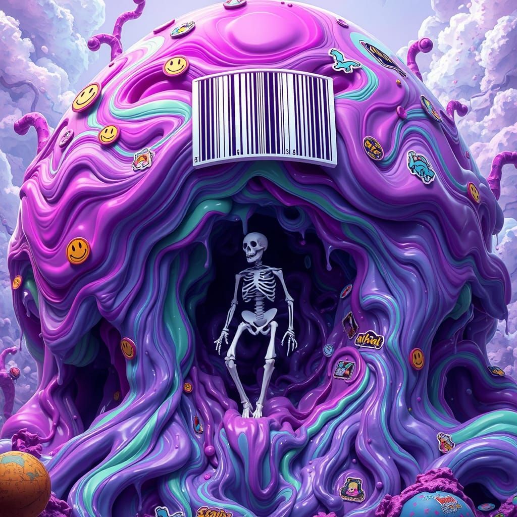 Titanic Slime Creature with Floating Skeleton