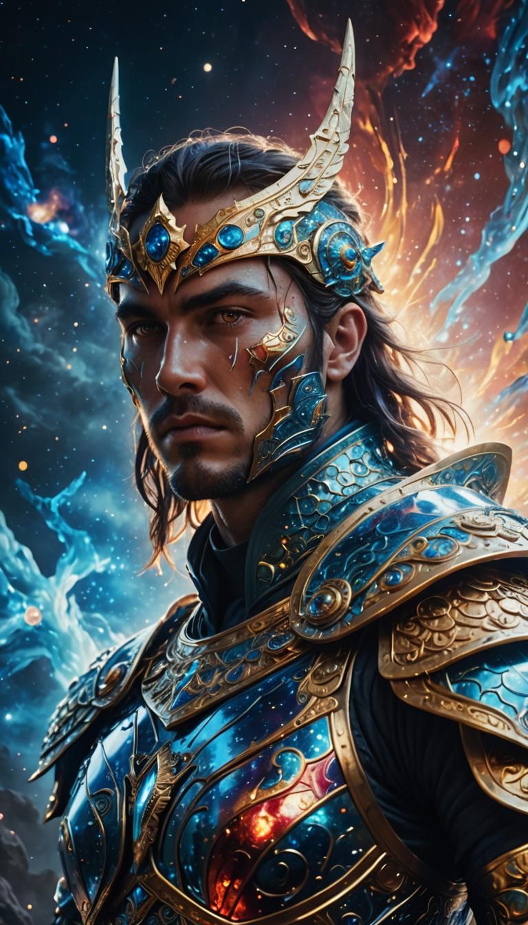 Celestial Warrior in Cosmic Surrealism