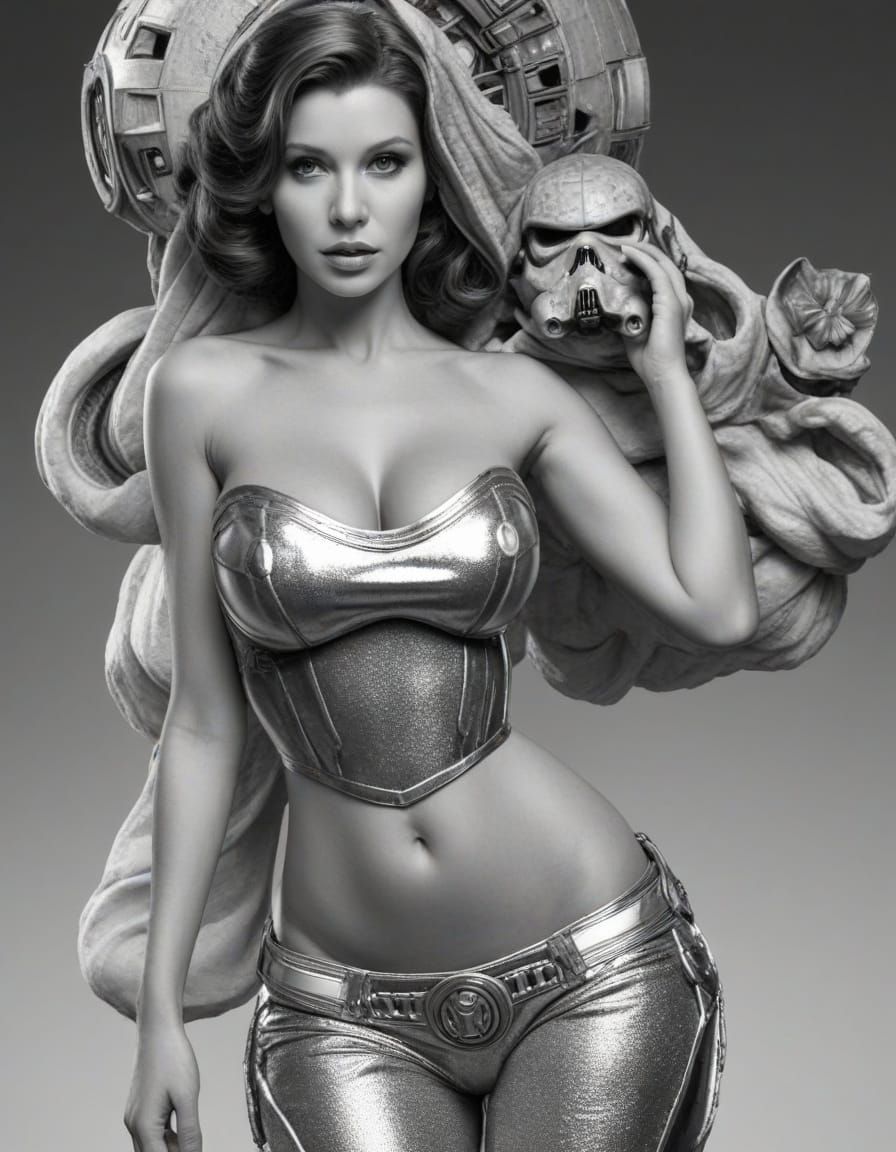 Glamorous Star Wars Princess in Sultry Pin-Up Pose
