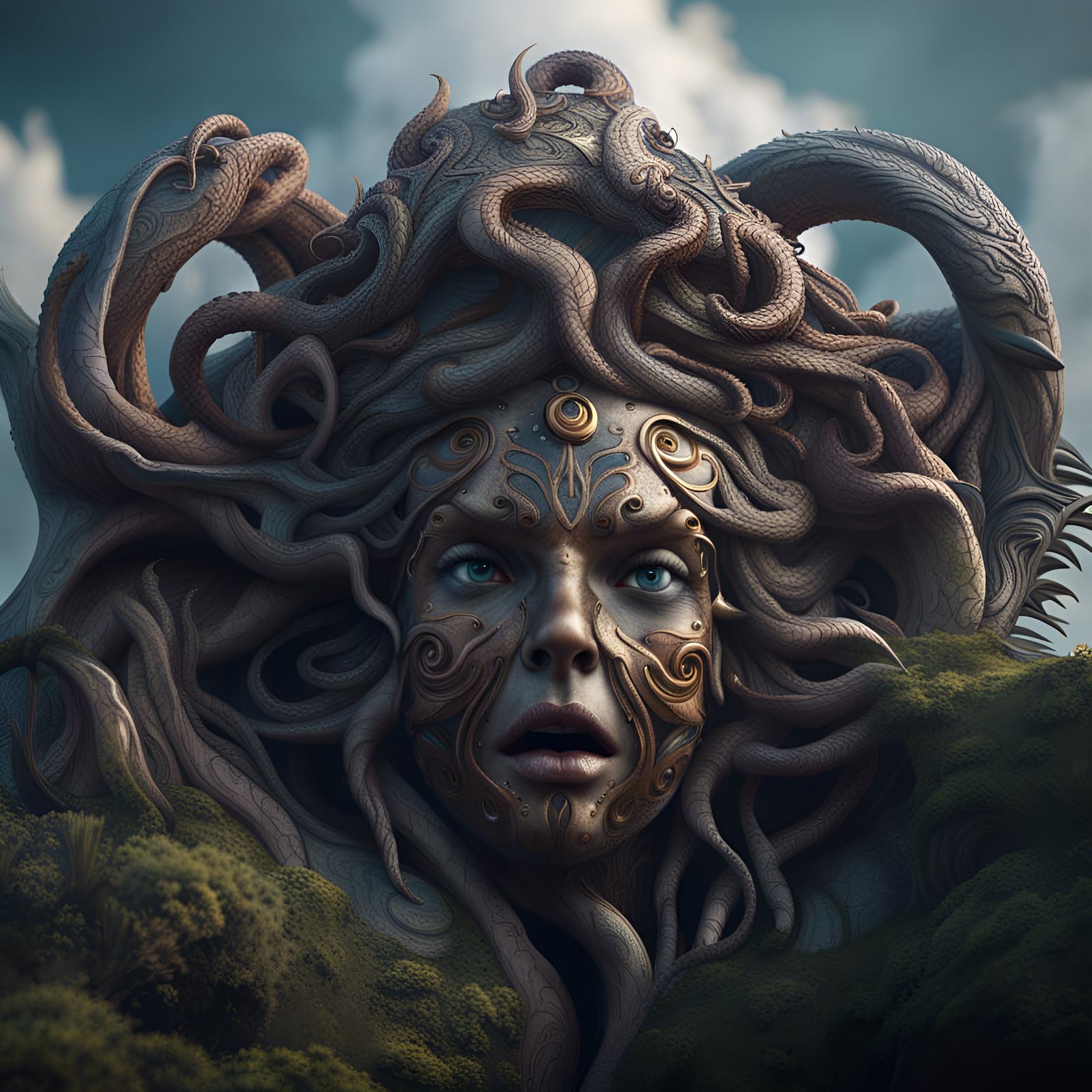 Visage of Medusa: Detailed Matte Painting