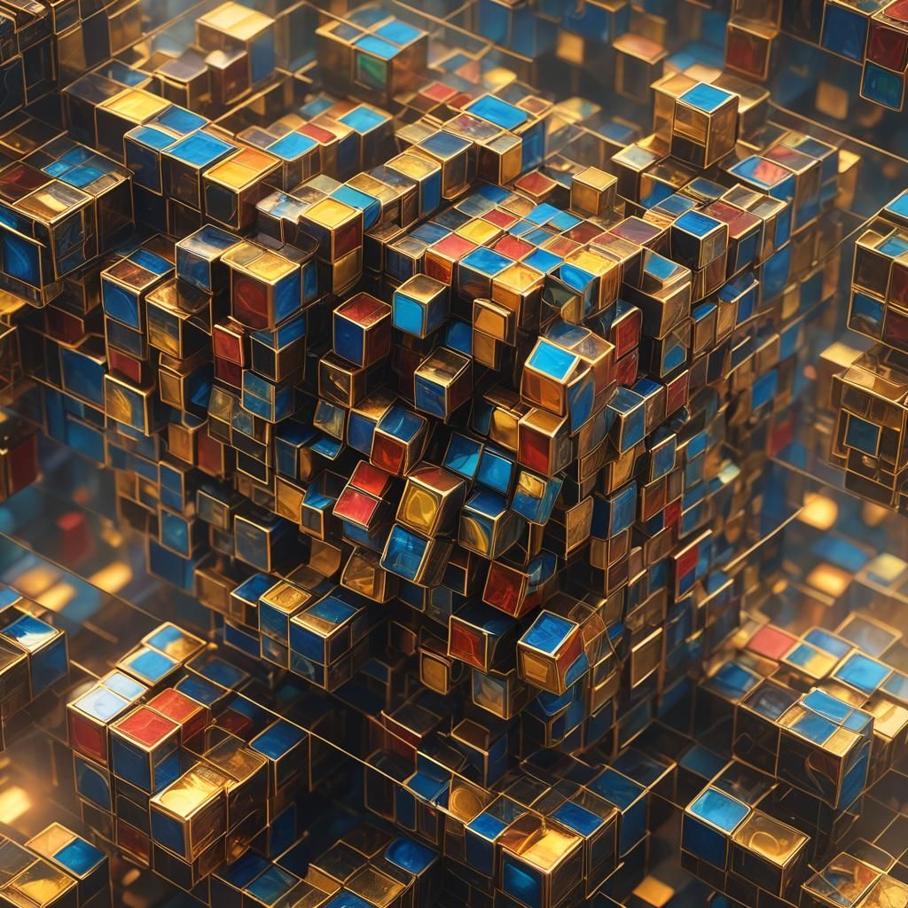 Fractal Rubik's Cube in Swirling Matte Painting