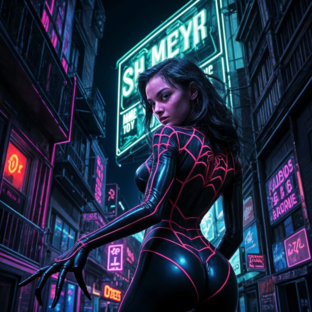 Sultry Dark Spidergirl Silhouette