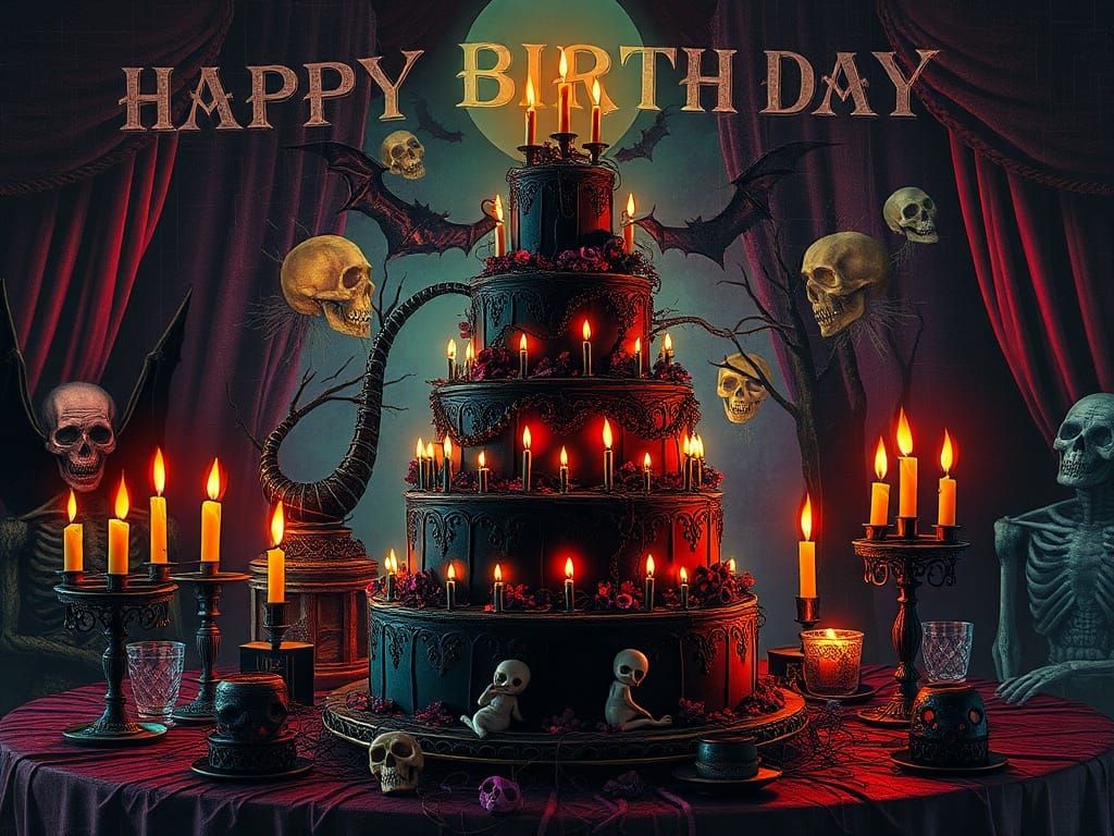 Haunted Birthday Party with Surreal Collage Cake