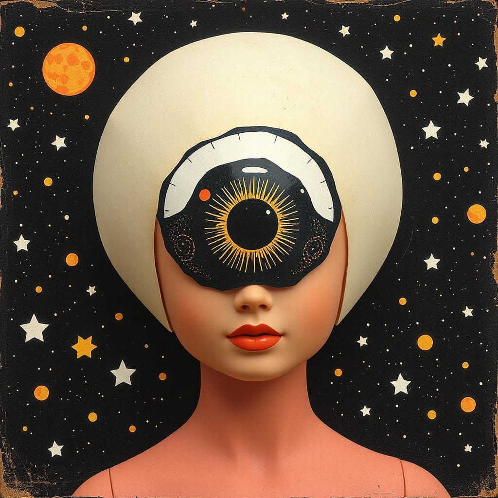 Gritty Eyeball Barbie Doll in Cosmic Galaxy Hell