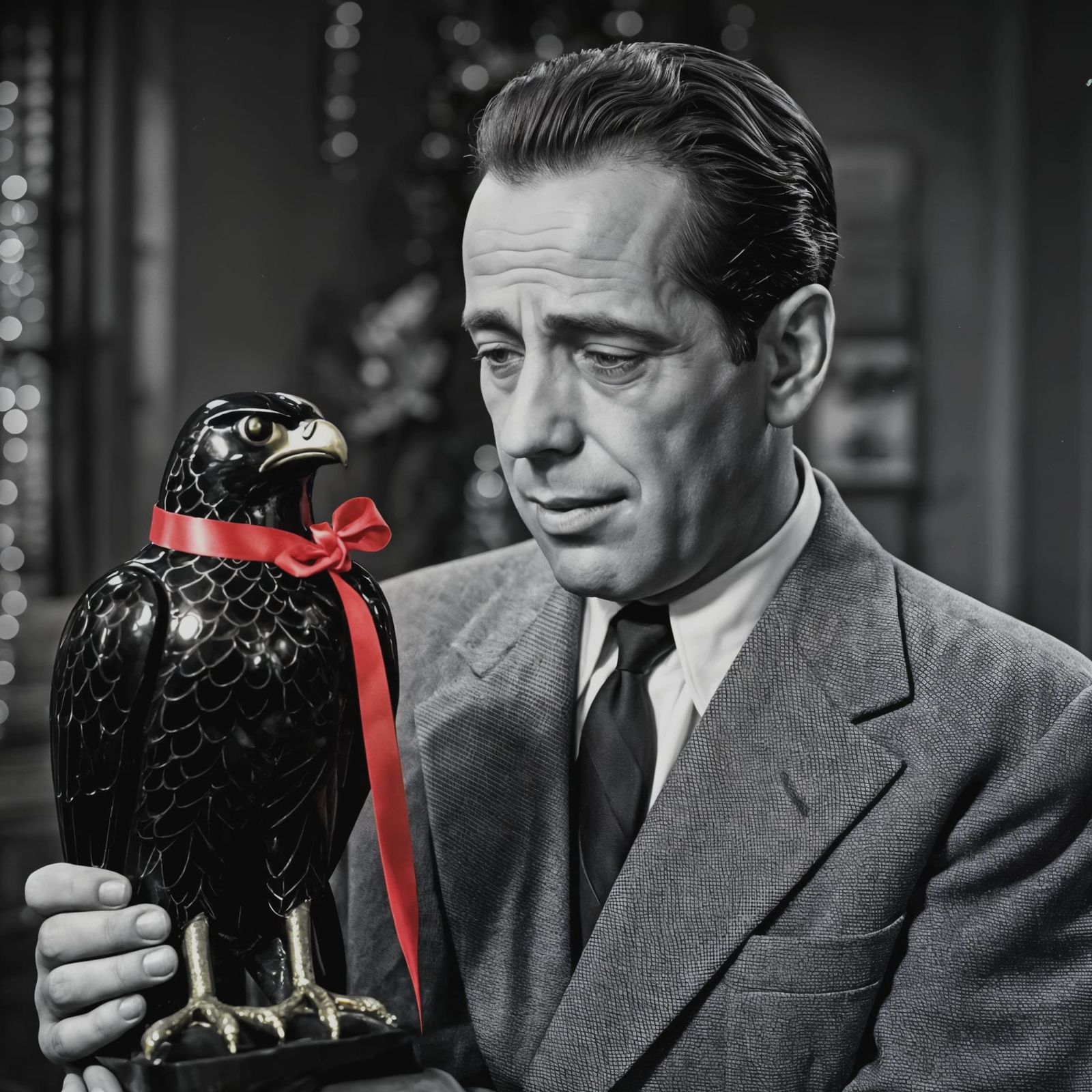 Humphrey Bogart as Detective in Film Noir Christmas Scene