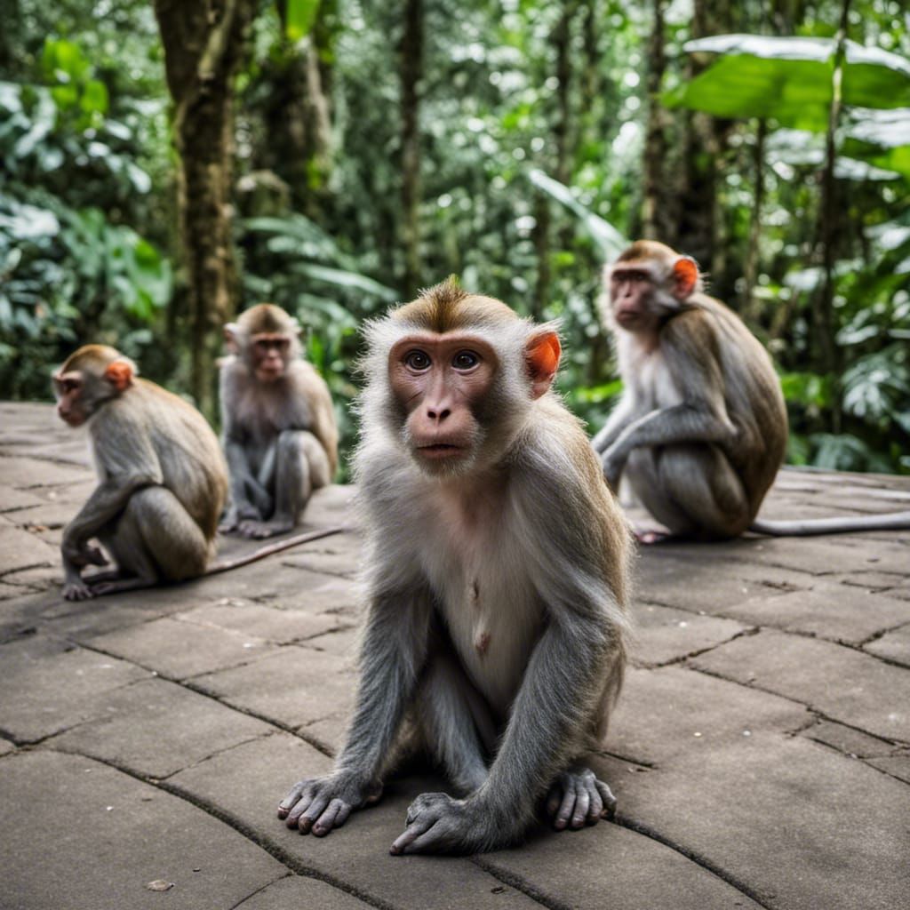 Giant Monkey Returns Phone in Bali Forest