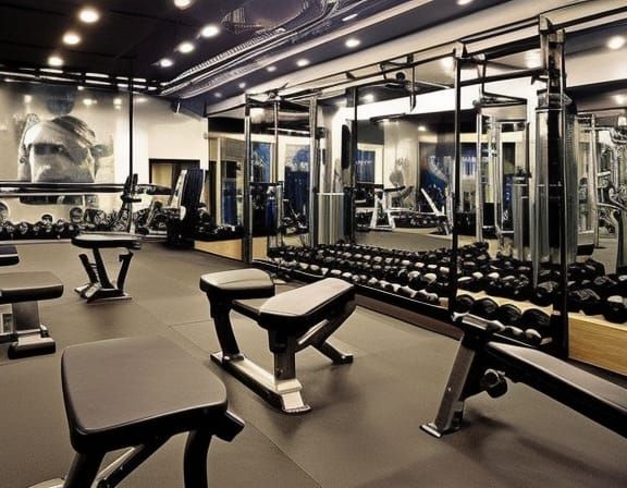 Classic Oil Painting of a Bodybuilding Gym