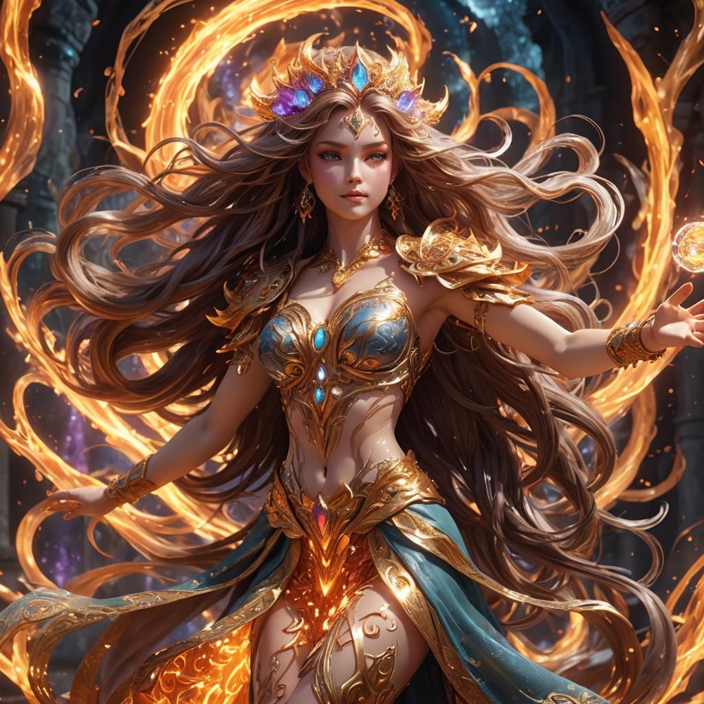 Goddess Channeling Arcane Power in 3D Animation