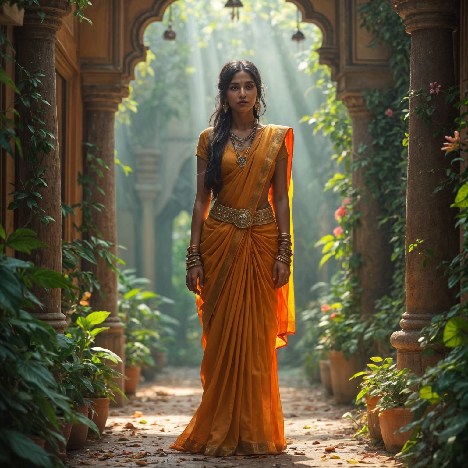Beautiful Indian Woman in Saree: Digital Matte Painting