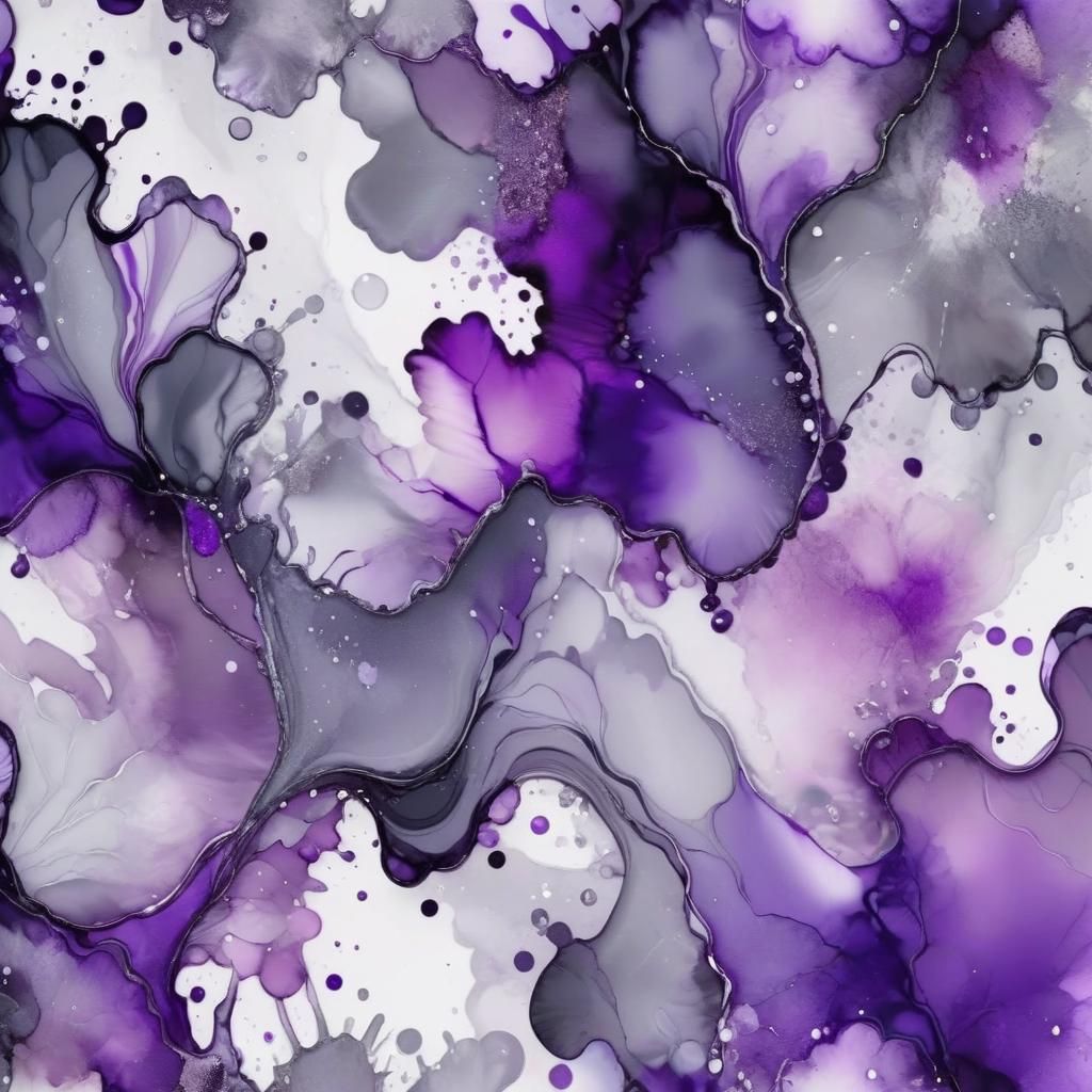 Alcohol Ink Splash Art: Purple and Silver Wallpaper