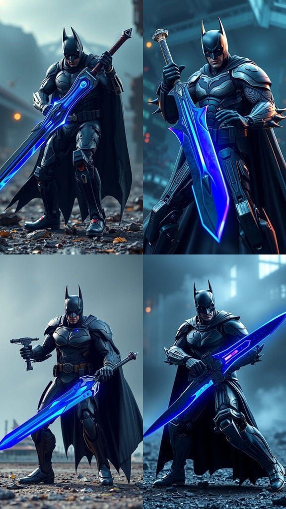 Cyberpunk Batman with Excalibur Sword in 8K