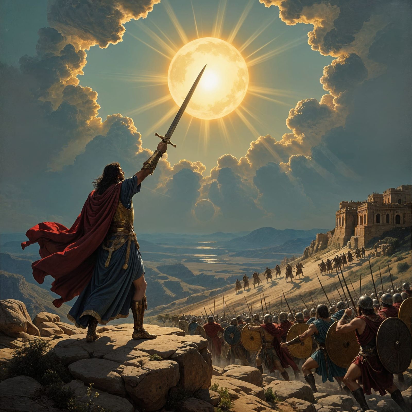 Joshua Commands Sun and Moon Still in Epic Biblical Painting