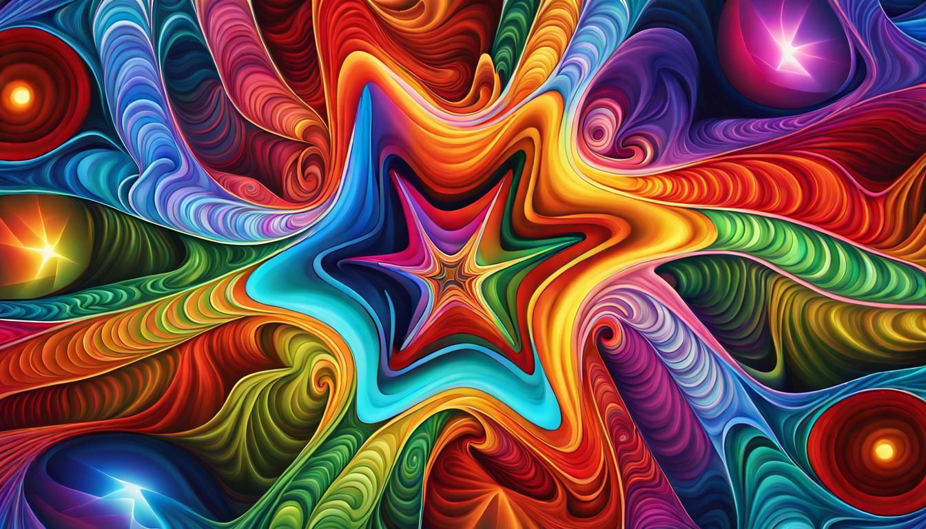 Vivid Impasto Star Surrounded by Fractal Coils