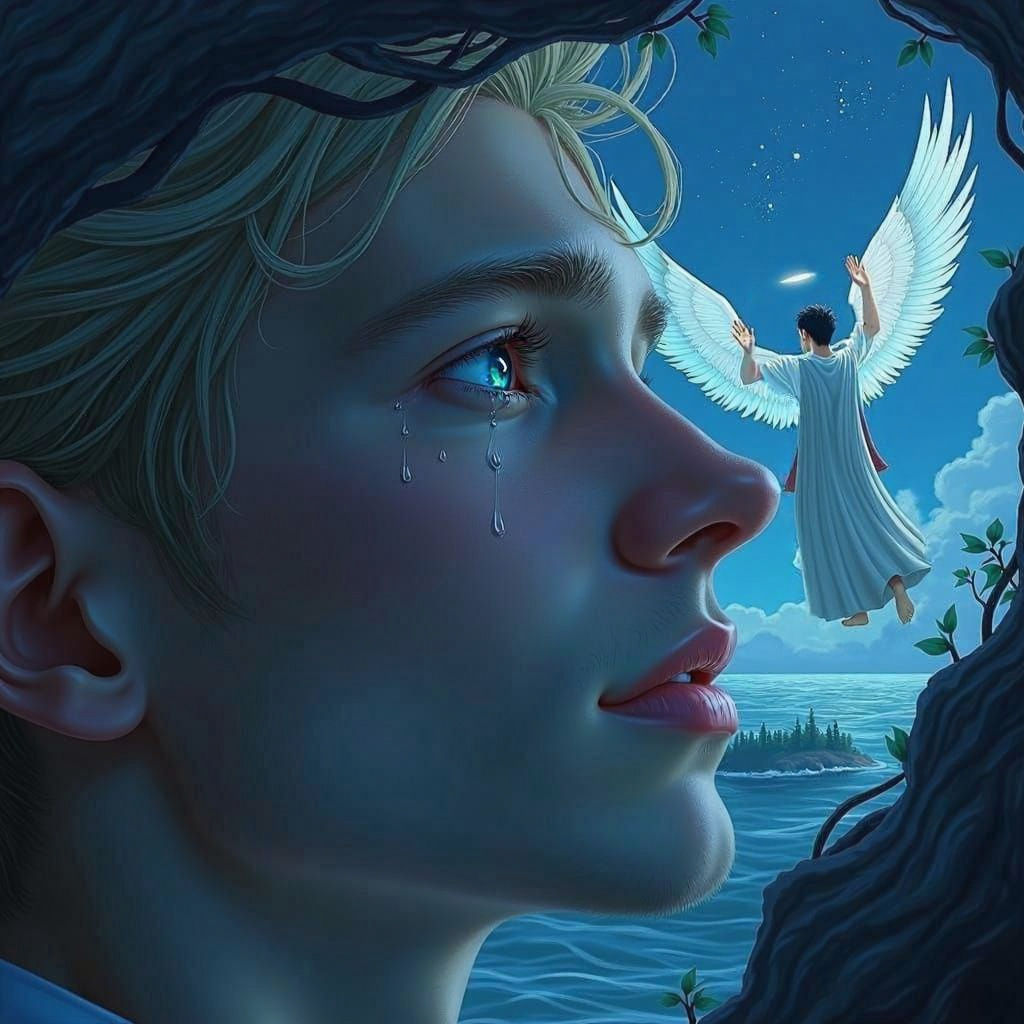 Tears of Farewell in a Dreamy Landscape