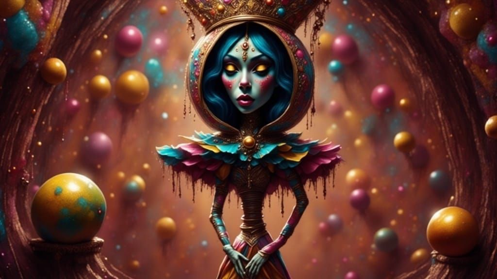 Surreal Circus Performer Defies Gravity in Vibrant Atmospher...