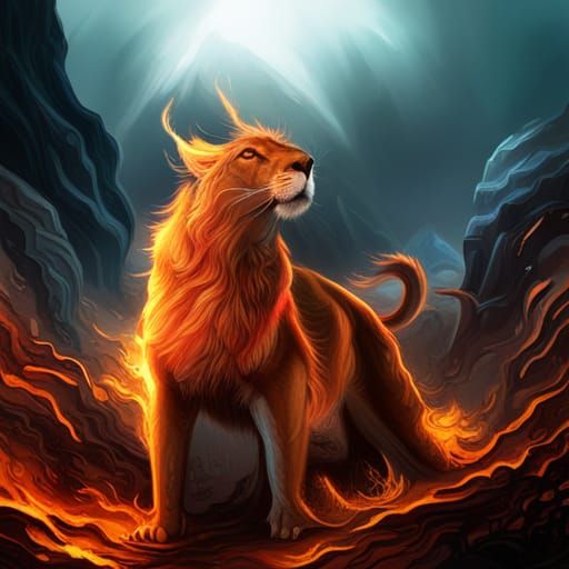 Fiery Lioness in Detailed Matte Painting