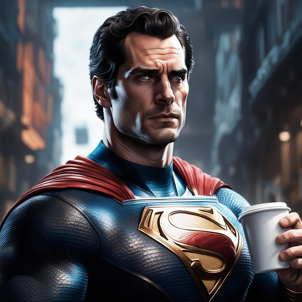 Superman Takes a Coffee Break: Hyperdetailed Portrait