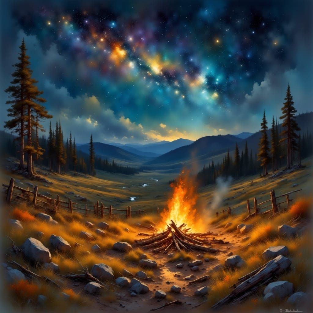 Campfire at the frontier land