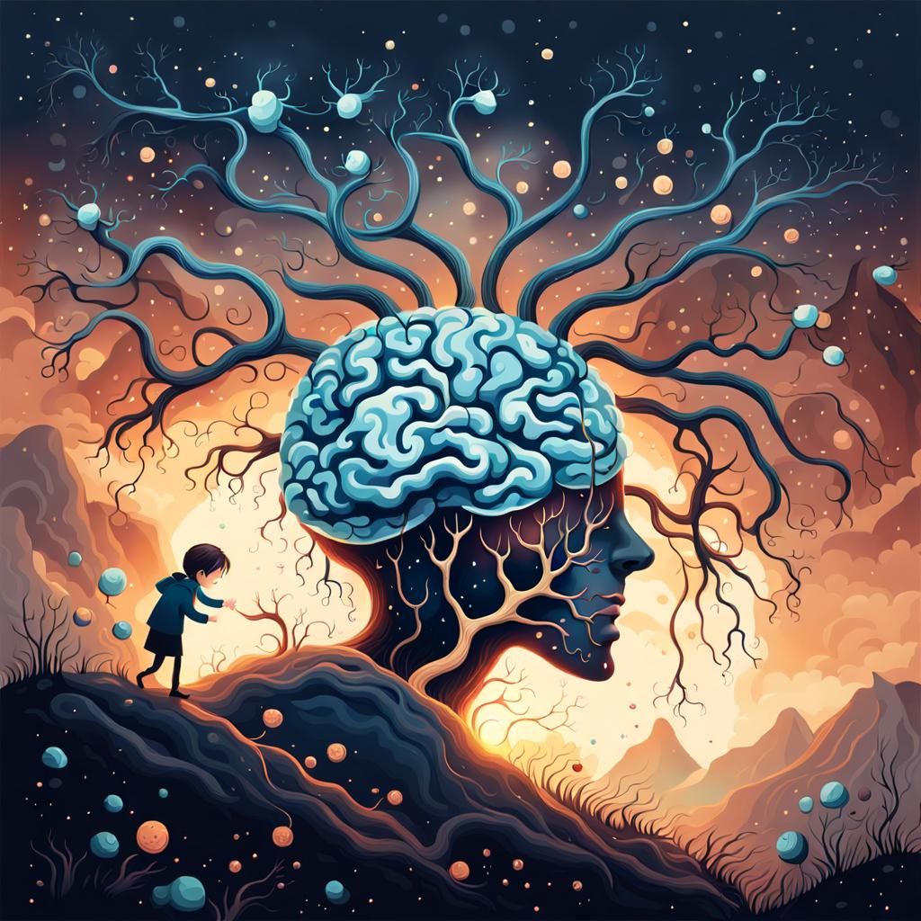Neurons Battle Depression in Magical Splash Art