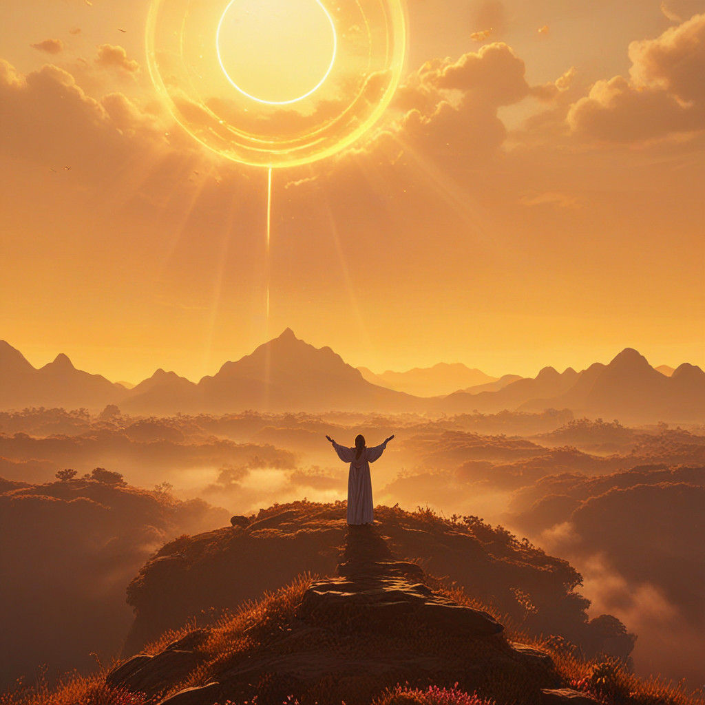 Serene Fantasy Figure Illuminated by Ethereal Light