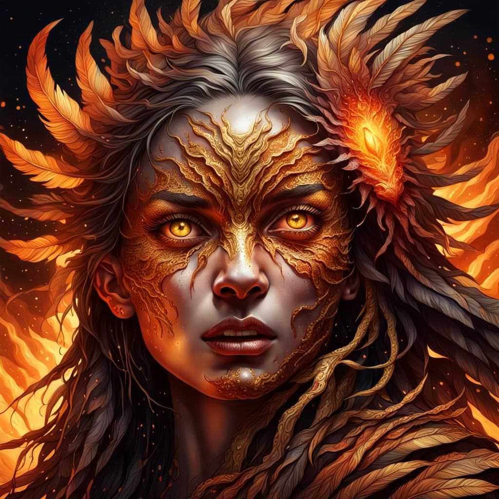 Fiery Transformation: Woman Turns into Monster