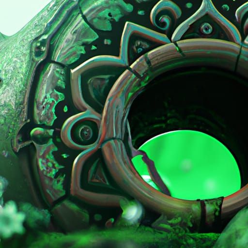Cracked Eye with Green Ornaments: Detailed Matte Painting
