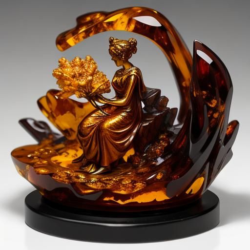 Exquisite Amber Figurine Gemstone Carving