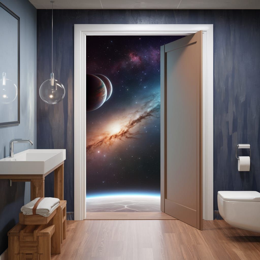 Bathroom Doorway to Nebula Space