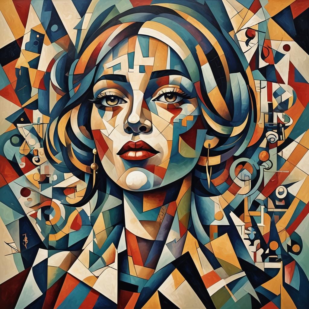 Shekira Sings: A Geometric Cubist Painting