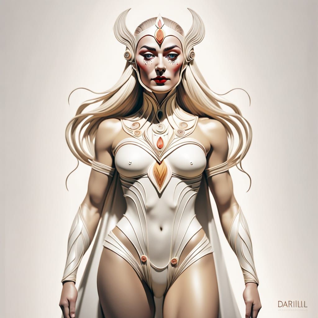 Surreal Human Figure Undressing in Geometric Style