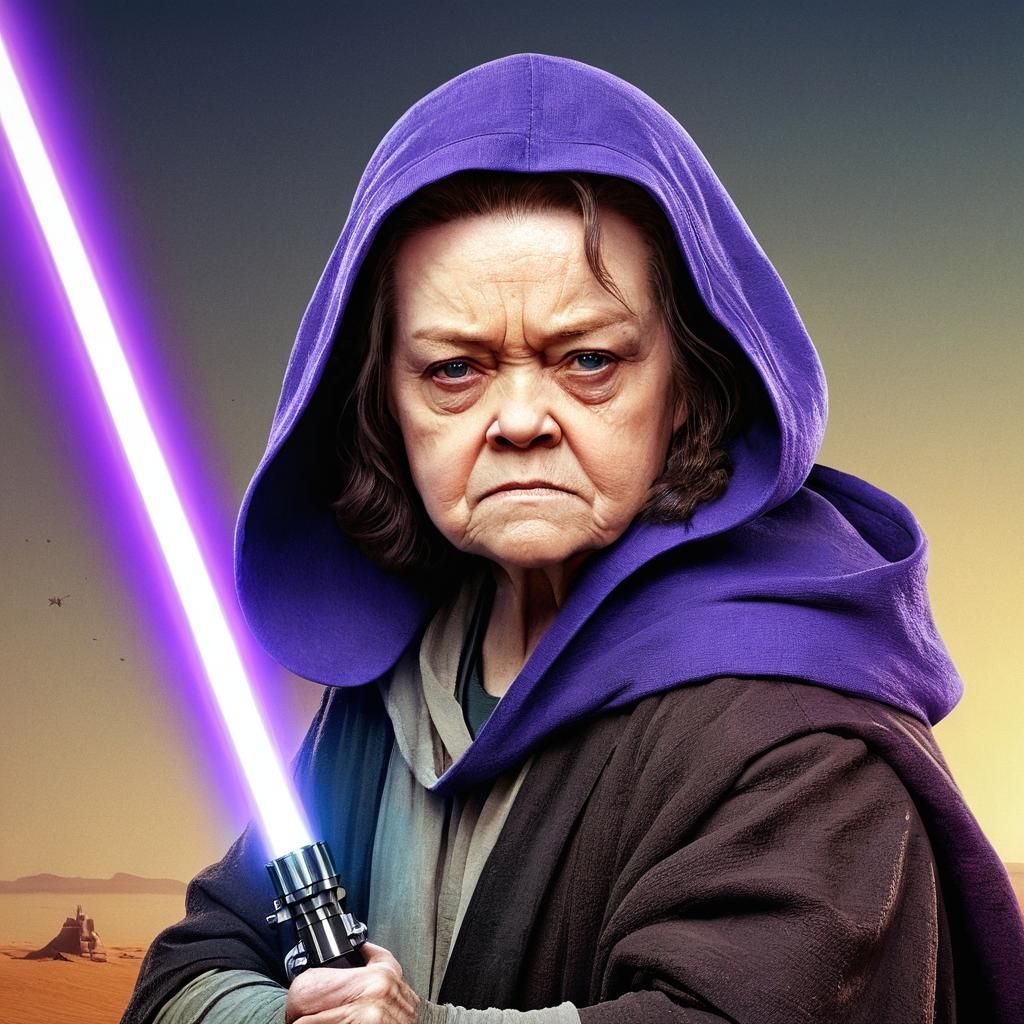 Surreal Portrait of a Master Jedi Masterfully Wields Purple....