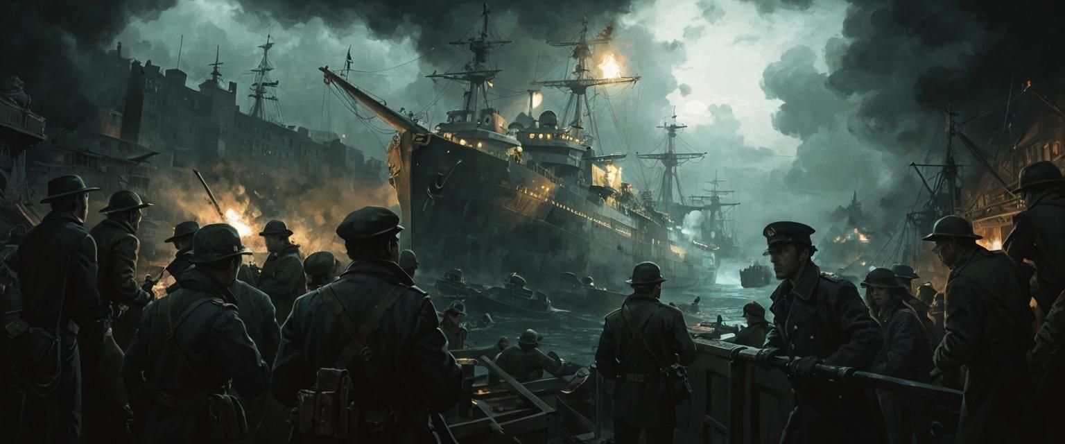 Warship Undercover in a Noir Night