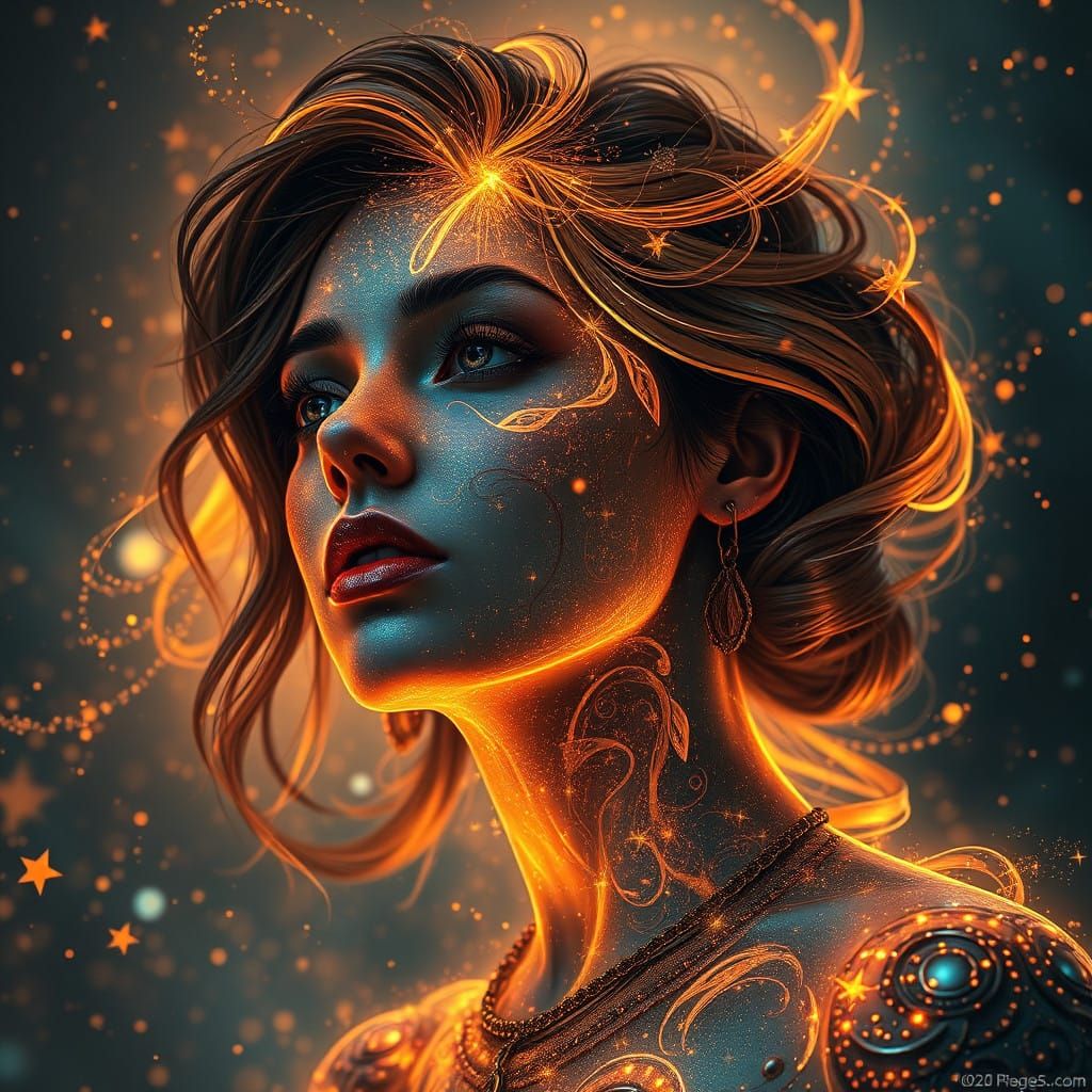 Ethereal Flame Goddess Radiates Starlight