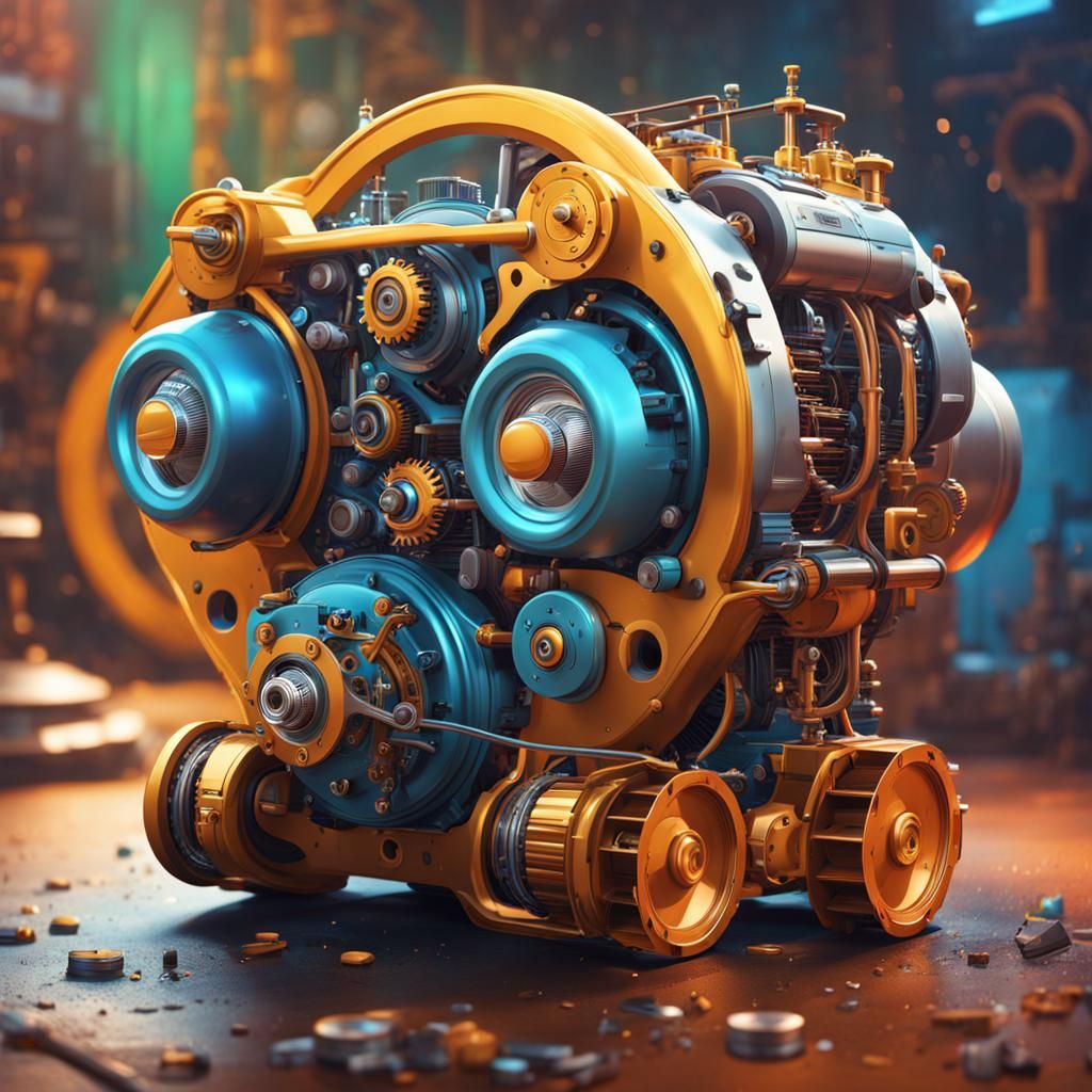 Cartoon Character with Bizarre Machinery in Hyperrealistic S...