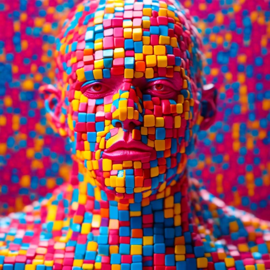 Plastic Man Trapped in Cube Stop Motion Portrait