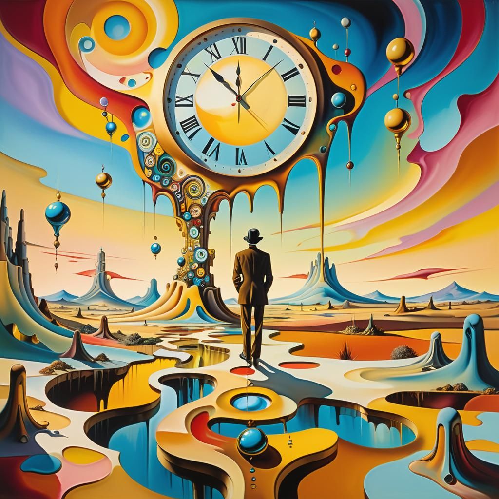 Dreamlike Figure in Surreal Landscape, Oil Painting