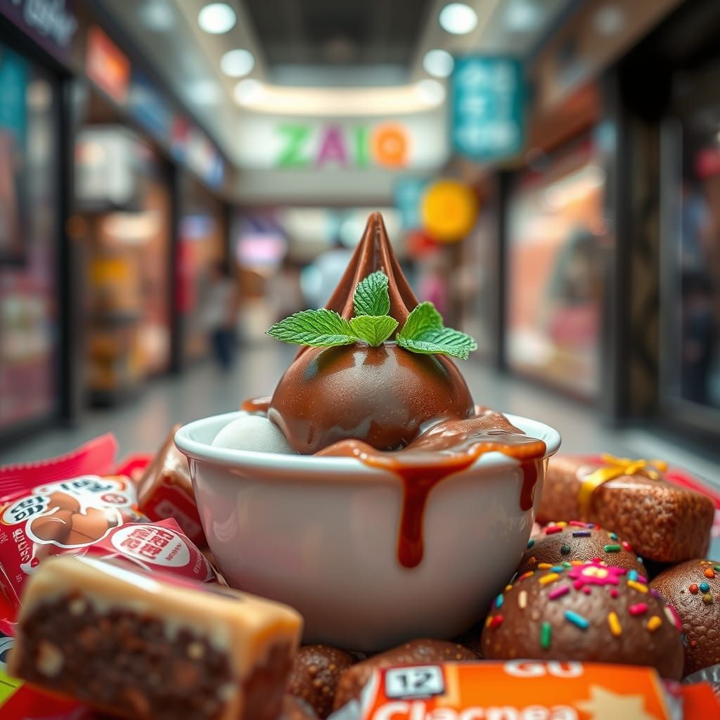 Mochi Chocolate Ice Cream with Japanese Treats