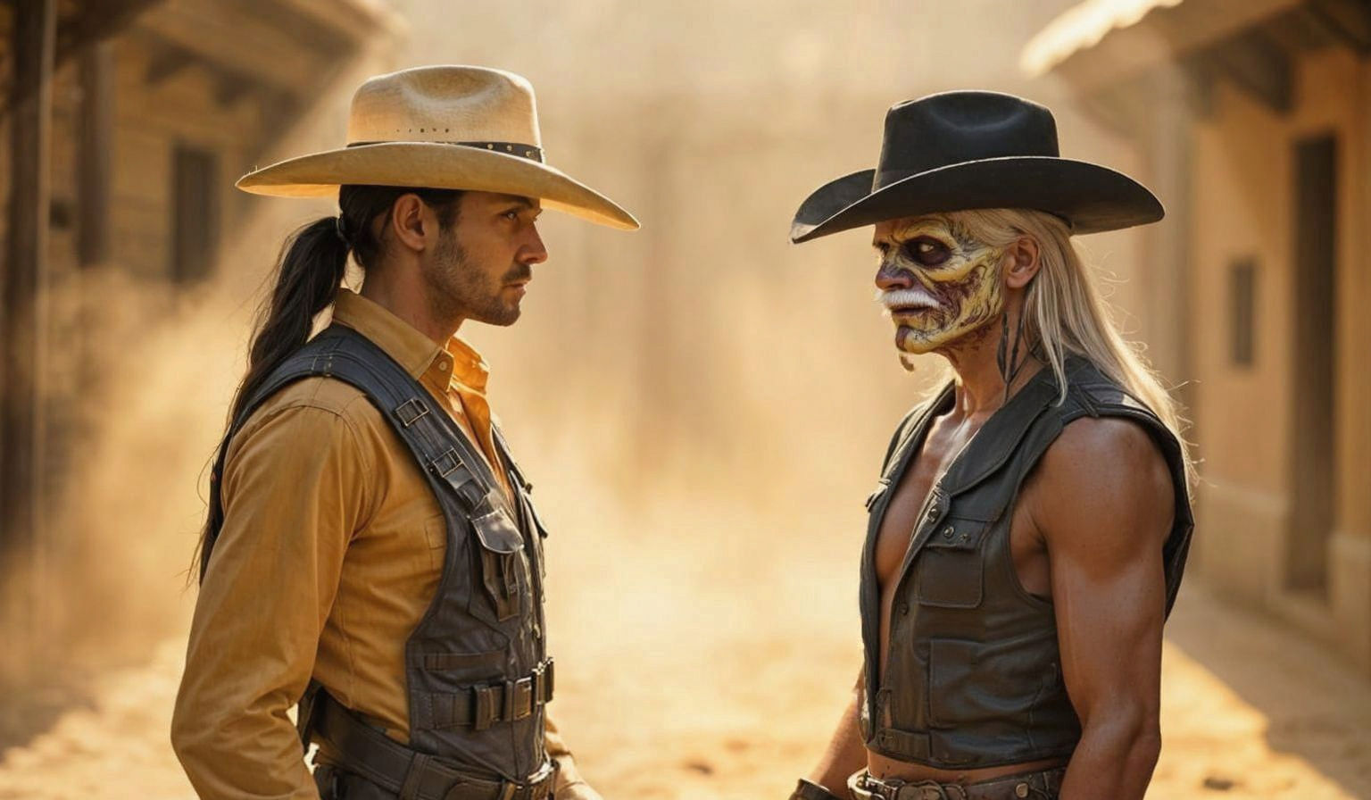 Wild West Showdown: Brave Starr vs Tex Hex in Hyperrealism